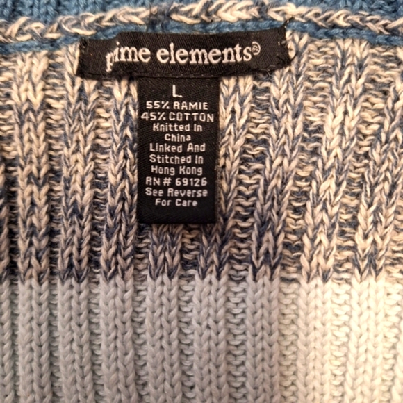 New- PRIME ELEMENTS Shades of Blue(& White) Ribbed Turtleneck Sweater- Sz. Large - Picture 3 of 4